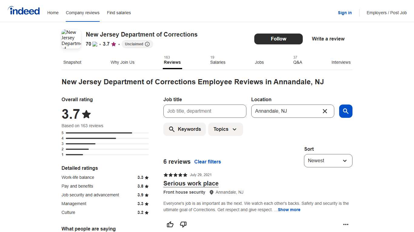 Working at New Jersey Department of Corrections in Annandale, NJ: Employee Reviews | Indeed.com